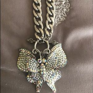 Chunky Silver Shiny Butterfly Bracelet